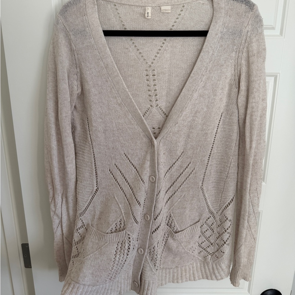 Anthropologie MOTH Oatmeal Elin Cashmere Blend Cardigan - Picture 3 of 8
